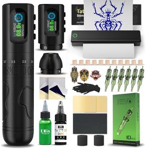 INKin Tattoo Maschine Set, Kabelloser Tätowiermaschine mit 2.0-4.2mm Hublänge und 1600mAh Batterien, Tattoo Zubehör Set Komplett mit Tattoo Drucker Bluetooth,Stencil Stuff,Tattoo Farbe und Nadeln