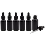 1oz Black Glass UV Resistant Dropper Bottles, UV Safe Dropper Bottles for Essential Oils and Aromatherapy (6 Pack)