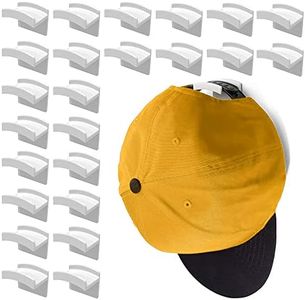 FLANCCI Hat Hooks for Wall, Minimalist Hat Rack Design, Self Adhesive, Strong Hold Hat Hanger for Hat Organizer, Hat Storage, Hat Holder, Hat Display for Baseball Caps, White Hook (24-Pack)…