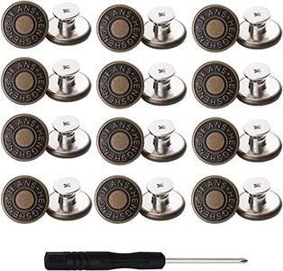 12 pcs Jeans Buttons, Bouton de Rechange Jeans Bouton Métalliques Bouton Pression Jean Détachable et Parfaitement Ajustable, Bouton Rétractable Instantanés No Sew Broches de Bouton
