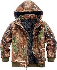 NEW VIEW Kids Hunting Clothes,Upgrade Thickened Silent Water Resistant Hunting Jackets,Camo Hoodie Jacket, 3rd Thicken Camo Tree, Large