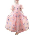 Sunny Fashion Flower Girls Dress Tulle Pink Sequin Butterfly Flutter Sleeve Party Size 6 Years