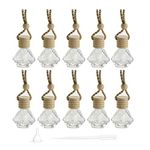 10 Packs Car Hanging Diffuser Empty Glass Perfume Bottles Air Freshener Diffuser Bottle Pendant Oil Fragrance Aromatherapy Bottle Ornament Decor (Diamond)