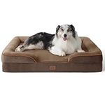 Bedsure Extra Large Dog Sofa Bed - Washable Orthopedic Dog Beds and Couch with Removable Flannel Zipper Cover, XL Waterproof Human Dog Bed for Adults, Brown,106x80x16.5cm