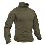 TACVASEN Mens Tactical Hiking Tactical Military Long Sleeve T-Shirt Tops Army Green, M