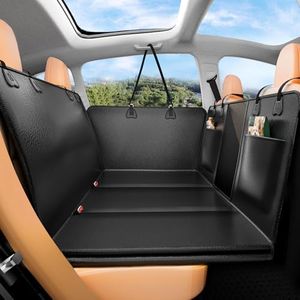 YFChangle PU Leather Back Seat Extender for Dogs,Waterproof Back Seat Pet Cover for Dogs,Scratch-Proof Dog Car Seat Cover with Hard Bottom, Black Large Space Dog Hammock,Holds 500lbs
