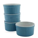 Mirakii 150ml, Microwave Convection & Dishwasher Safe, Blue Ramekin Bowls for Baking and Serving Cupcake, Souffle and Desserts (4)