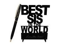 Savri Personalized Black Matte Finish Slim Pen with Name Printed and Best Sis Acrylic Stand - Elegant and Thoughtful Gift for Sister on Birthday, Rakhi, Rakshabandhan, Bhaiduj, and All Special Occasions.