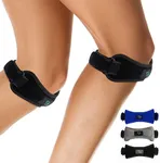 Run Forever Sports Patella Strap Knee Brace Support for Arthritis, ACL, Running, Basketball, Meniscus Tear, Sports, Athletic. Best Knee Brace for Hiking, Soccer, Volleyball & Squats (Pack Of 2, Black)