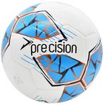 Precision Fusion FIFA Basic Training Ball, All-Weather, IMS Certified, Official, Highly Durable, 3.5mm Eva Foam, White, Cyan, Orange, Size Ball 5