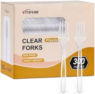 [300 Count] Clear Heavy Duty Plastic Forks, Disposable Plastic Forks, Fancy Plastic Cutlery, Elegant Disposable Forks, Plastic Utensils Set, Clear Forks Set