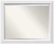 Amanti Art Wood Framed Mirror, Blanco White, Glass Size 28x22