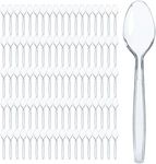 300 Clear Plastic Spoons | Heavy Duty Plastic Silverware Spoons | Fancy Plastic Cutlery | Elegant Disposable Spoons Pack | Bulk Disposable Flatware | Plastic Utensils Set | Nice Disposable Silverware