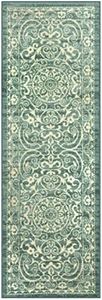 Maples Rugs Pelham Vintage Runner Rug Non Slip Washable Hallway Entry Carpet [Made in USA], 2 x 6, Light Spa