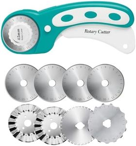 Elqater 45mm Rotary Cutter for Fabric Crochet Edge Skip Blade Perforating + 8Pcs Rotary Blades 1Set