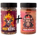 Top Duo BBQ Rub Selection - 2 Unique Sesoning Blends - Mad King & Gourmet Emperor - for Amazing Barbecue & Grill Dishes - Surprise Your Family & Friends With Smoky, Sweet, Aromatic Rubs - Large Jars