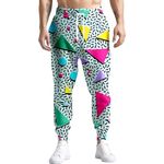 KARAZZO 80s 90s Mens Joggers Pants Sports Funny Workout Running Printed Retro Sweatpants Casual Track Pants with Pockets(White-L)