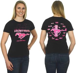 JH Design Women's Ford Mustang T-Shirt Collage a Short Sleeve Crew Neck Shirt (3X, CLG4-black/pink)