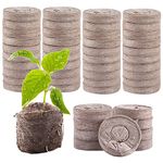 ORGANIC- 50 Pcs Peat Pellet- 40mm Plant Starter Compressed Nutrient Fertilizer Fiber Soil Block Plant Starting Plugs Peat Pellets Bulk for Plant Seedling Transplanting Growing Herb Flower Vegetables.