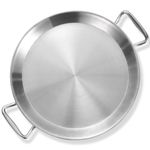 LOLYKITCH 13 Inch Tri-ply Stainless Steel Paella Pan,Griddle,Large Skillet,Omelet,Jumbo Cooker,Heavy Duty,Dishwasher and Oven Safe.