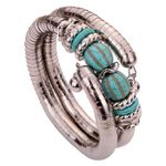 YAZILIND Tibetan Silver Twisted 2 Layer Adjustable Rimous Green Turquoise Arm Bangle Bracelet