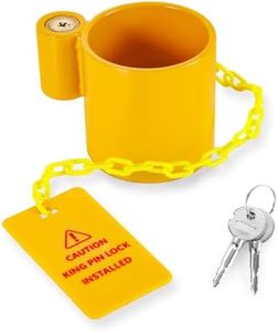 BYERN AUTO 5th Wheel King Pin Lock, Anti-Theft Fifth Wheel Lock Solid Heavy Duty Steel with Warning Tag & 2 Keys for RVs, Container Trailers and Campers, Extremely Durable (Yellow)