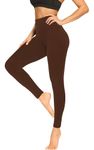 we fleece High Waisted Leggings for Women-Womens Black Workout Leggings Running Tummy Control Yoga Pants (Brown, Small-Medium)