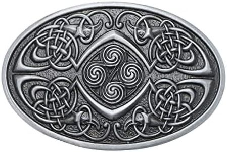 eMagTech Celtic Knot Belt Buckle Vintage Metal Oval Men Belt Clasp Belt Fastener for 3.8 cm to 4 cm Width Belt Men Belt Replacement Accessories Antique Silver