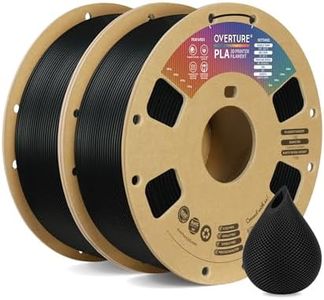 OVERTURE PLA Filament 1.75mm PLA 3D Printer Filament, 2kg Cardboard Spool (4.4lbs), Dimensional Accuracy +/- 0.02mm, Fit Most FDM Printer (Black 2-Pack)