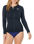 Roxy Women's Essentials Long Sleeve Zip-up Rashguard, Anthracite 21, Small