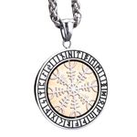 Premium Stainless-Steel Viking Rotating Pendant Necklace - Helm of Awe Norse Viking Amulet - Nordic Talisman - Classic Men's Jewelry