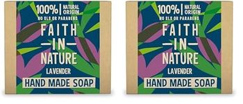 Faith In Nature Natural Lavender Hand Soap Bar, Relaxing, Vegan & Cruelty Free, No SLS or Parabens, 100g (Pack of 2)
