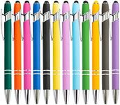 PASISIBICK 12 Pieces Ballpoint Pen with Stylus Tip, Metal Stylish Stylus Pen for Rainbow Rubberized Soft Touch Screens, 2 in 1 Stylus Ballpoint Pen 1.0 mm Black Ink(Pack of 12)