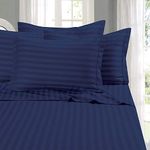 Elegant Comfort Best, Softest, Coziest 6-Piece Sheet Sets! - 1500 Premier Hotel Quality Luxurious Wrinkle Resistant 6-Piece Damask Stripe Bed Sheet Set, Full Navy Blue