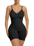 SHAPERX Women's Bra Free Bodysuits Tummy Control Shapewear Mid Thigh Body Shaper with Removable Pads,SZ5468-Black-L/XL