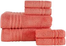 Hawmam Linen Bath Sheet Towels 6 Pieces Bundle | Includes: 2 Luxury Bath Sheet Towels, 4 Hand Towels | Quality, Soft Towel Set | Coral