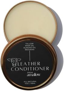 All Natural Leather Conditioner Balm - Made with Mink Oil, Tallow, & Beeswax, Protects, Softens Restores and Waterproofs Leather Shoes, Boots, Bags, Furniture (4 Oz)