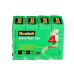 Scotch Tape Magic Tape, 19mm Wide x 25.4m, 4 Rolls, Office Tape