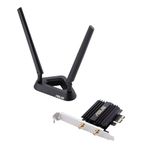 ASUS PCE-AX58BT Wi-Fi 6 (802.11AX) AX3000 Pcie Adapter MU-MIMO 160 MHz-Gigabit Wi-Fi (2402 Mbps) Bluetooth 5 External Antenna Base Dual Band 2.4G and 5G , Black/White