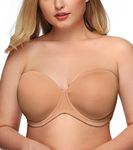 Exclare Women's Plus Size Full Coverage Underwire Strapless Bra Multiway Contour Convertible (40G, Pecan)