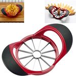 12-Blade Apple Slicer Corer Cutter，Ultra Sharp Stainless Steel Blades & Ergonomic plastic Handle，3 in 1 Apple Slicer Potato Slicer Cutter for French Fries and Mango Slicer Corer (red)