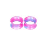 ANAZOZ Earrings for Men 1/2 inch,Ear Tunnels Kit 2 Pcs Silicone Plugs Earring for Men 12mm Hollow Hoop Plugs and Tunnels Pink