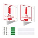 Faittoo Fire Extinguisher Sign, 2 Pack Fire Extinguisher with Down Arrow - 6 x 6 Inches Acrylic Plastic, 2 Pre-Drilled Holes, Includes Matching Screws, Easy To Mount, Use for Home Office/Business