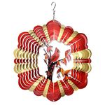 FONMY Cardinal Wind Spinner Mandala 3D Stainless Steel Hanging Wind Spinners Worth Gift Christmas Decoration Indoor/Outdoor Garden Décor Kinetic Yard Art 12 Inches Multi Red Wind Sculpture