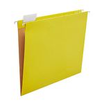 Y YOMA 25 Pack Colored Hanging File Folder Letter Size Decorative File Folder Cute Pretty Reinforced Hanging Folder Organizer for Filing Cabinet Office Home with 1/5-Cut Adjustable Tabs, Yellow