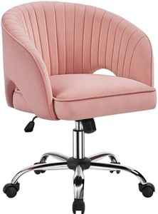 Yaheetech Poltroncina/Sedia da Ufficio Scrivania Ergonomica in Velluto Imbottita a Rotelle Girevole Reclinabile Altezza Regolabile Rosa