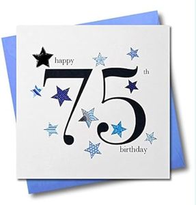 Claire Giles Hearts and Stars Happy Glitter Blue Birthday Card
