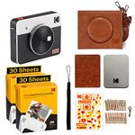 KODAK Mini Shot 3 Retro 4PASS 2-in-1 Instant Camera and Portable Photo Printer (7.6 x 7.6 cm) plus Gift Package with 68 Sheets, White