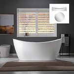 WOODBRIDGE 67" Acrylic Freestanding Bathtub Contemporary Soaking White Tub with Chrome Overflow and Drain,B0010-C