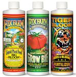 FoxFarm Liquid Nutrient Trio Soil Formula: Big Bloom, Grow Big, Tiger Bloom (Pack of 3-16 oz Bottles) 1 Pint Each + Twin Canaries Chart